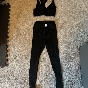 Year of Ours Black Football Legging Activewear Set